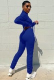 Autumn Sexy Blue Zip Up Stack Bodycon Jumpsuit