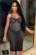 Summer Black Sexy Beaded Halter Midi Bodycon Dress