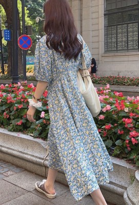 Autumn Romantic Floral O-Neck Long Maxi Dress