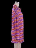 Autumn Casual Stripes Knit Purple Blouse Dress