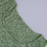 Winter Knitting Green Cut Out Decent Long Dress