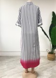 Autumn Mature Women Print Long Maxi Dress