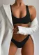 Two-Piece Black Simple Wide Strap Swimwear