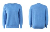 Autumn Blue V-Neck Regular Pullover Sweater