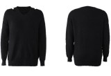 Autumn Black V-Neck Regular Pullover Sweater