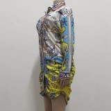 Autumn Print Retro Africa Blouse Dress