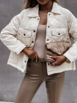 Winter White Turndown Collar Button Up Jacket with Pockets