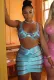 Summer Sexy Hollow Out Blue Bra and Skirt Set