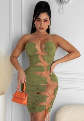 Summer Green Sexy Lace-Up Bodycon Party Dress