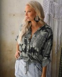 Autumn Camou Print Blouse with Sequins Pockets