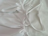 Autumn White Drawstrings Hem High Low Loose Blouse Dress