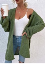 Autumn Green Knitting Long Cardigans with Long Sleeves