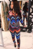 Autumn Colorful Wavy Print 2pc Pants Tracksuit