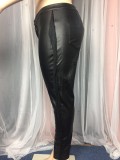 Winter Plus Size Black Tassels Tight Leather Pants