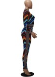 Autumn Colorful Wavy Print 2pc Pants Tracksuit