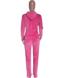 Fall Causal Pink Long Sleeve Hoodies Top And Pant Tracksuit