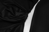 Fall Sexy Black Deep V-Neck Long Sleeve Crop Top And Mini Dress Set