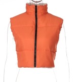 Winter Contrast Double Side Wear Zipper Short Vest