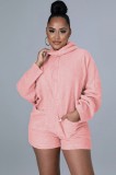 Fall Pink Zipper With Pocket Long Sleeve Rompers