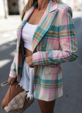 Fall Fashion Checks Long Sleeve Blazer