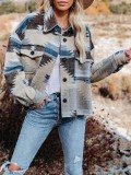 Winter Fashion Print Chest Pocket Jacket