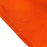 Fall Plus Size Trendy Orange V-Neck Puff Sleeve Tied Midi Dress