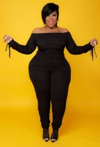 Fall Sexy Plus Size Off Shoulder Long Sleeve Slim Jumpsuit