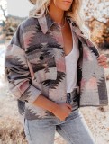 Winter Fashion Print Chest Pocket Jacket