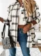 Fall White Checks Designs Button-Open Long Sleeve Shirt