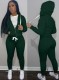 Fall Casaul Green Solid Hoodies And Pant 2 Piece Set