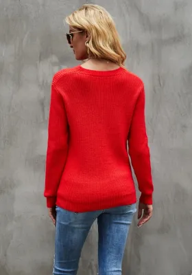 Fall Sexy Cut Out Contrast Long Sleeve Sweater