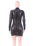 Winter Party Contrast Sequin Long Sleeve Bodycon Dress