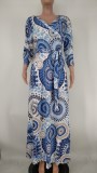 Autumn Plus Size Print Enthic Wrap Long Maxi Dress with Matching Belt