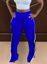 Autumn Blue High Waist Ruffle Sides Sweatpants