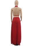 Summer Red Sexy Halter Bra and Long Maxi Skirt 2PC Set