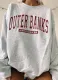 Autumn Letter Print Grey Oversized Crewneck Pullover Sweatshirt