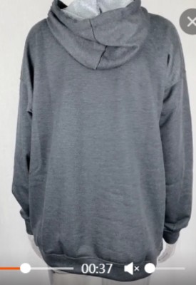 Autumn Print Grey Oversized Pullover Hoody Sweatshirt with Pocket