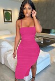 Summer Sexy Rose Strap Slit Dress