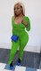 Fall Basic Style Green Deep V-Neck Long Sleeve Jumpsuit