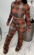 Fall Fashion Check Design Long Sleeve Top And Pant Matching Set