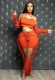 Autumn Party Orange Sexy Cut Out Tassels Cropped Top and Pants Set
