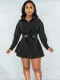 Autumn Casual Black Knotted Blouse and Pleated Skirt Set