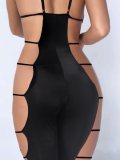 Midnight Sexy Black Hollow Out Halter Jumpsuit