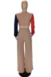 Autumn Party Sexy Contrast Color Knotted Crop Top and Wide Pants 2 Piece Set