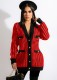 Winter Trendy Red Plaid Button Up long Sleeve Coat
