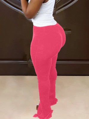 Fall Sexy Pink High Waist Split Tight Pants