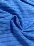 Fall Sexy Blue Rib Button V-Neck Long Sleeve Slit Long Dress