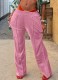 Winter Casual Pink Velvet Jogger Loose Sweatpants