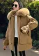 Winter Casual Khaki Short Loose Parka Coat with Fur Collar