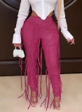 Winter Sexy Rose Tassels Bandage Trouser